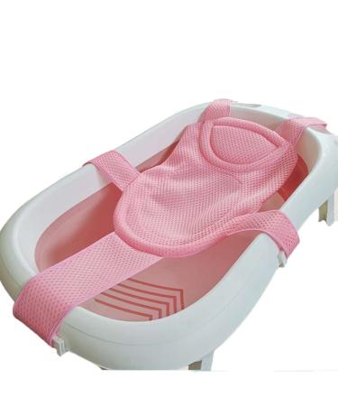 Breathable Mesh Newborn Baby Bath Mat Floating Foam Baby Tub Pillow Adjustable Non-Slip Bath Seat Pad Bath Cushion for Bathtub for 0-18 Months (Style 2-Pink(mesh))