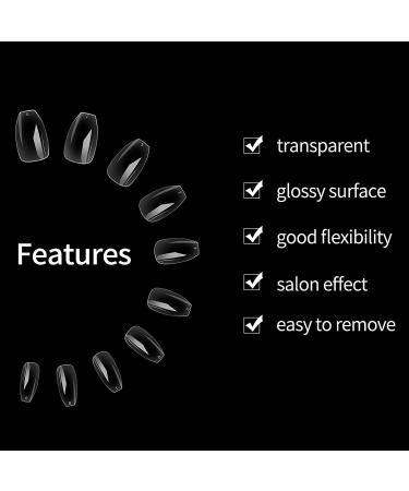 TOMICCA Short Nail Tips Coffin Clear 500PCS - Full Cover Ballerina Acrylic False Nails for Salons and DIY Nail Art - Buy Online on GoSupps.com