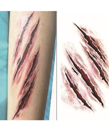 5 Pcs Halloween Zombie Scars Tattoos Fake Scab Bloody Makeup Terror Wound Scary Blood Injury Sticker - Buy Online on GoSupps.com