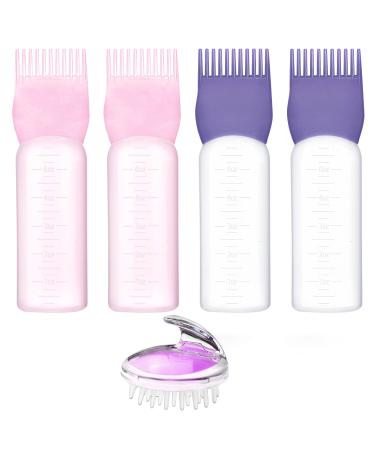 Hair coloring base 160ml hair oil applicator root ridge applianter bottle hair oil applicator Bottle with shampoo scalp massage brush scalp oil application hair oiling applianter hair dye set