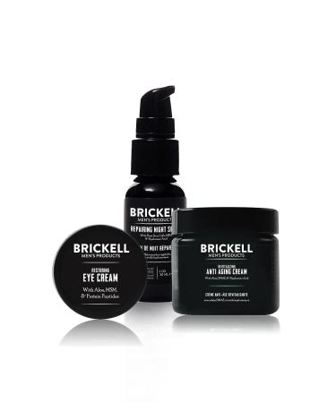 Brickell Men's Advanced Anti-Aging Routine | Night Cream, Vitamin C Serum & Eye Cream Set | Natural & Organic Skincare - Buy Online on GoSupps.com