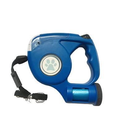 Retractable Dog Leash with Poop Bag Dispenser and LED Light 5M Strong Small Medium Large Dog Walking Training Extendable Lead up to 35kg Blue