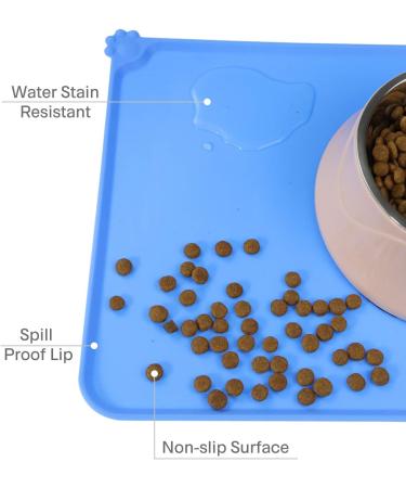 Toplory Waterproof Non-Slip Silicone Pet Bowl Pad - 53x37cm Blue Feeding Mat for Dogs & Cats | International Shipping - Buy Online on GoSupps.com