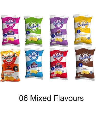 08 x Different Flavour Mixed Sea brook Crisps 6 Pack (6 x 25g) Bags - Buy Online on GoSupps.com