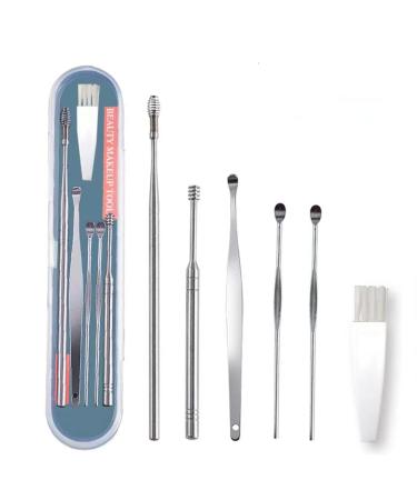 Ear Cleaning Kit  Stainless Steel Ear Pick  Earwax Removal kit for Thorough Earwax Remover (6 Pcs)