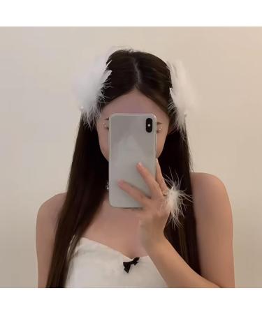 amangul Braids Hair Clip for Hot Girls White Feather Shape Hair Barrettes Ballet Dancing Ponytail Hair Barrettes for Teens Girls - Buy Online on GoSupps.com