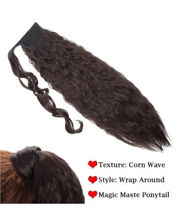 SEGO 66cm Ponytail Extension Hairpiece - Long Curly Wavy Braid Dark Brown Synthetic Hair Extension - Buy Online on GoSupps.com