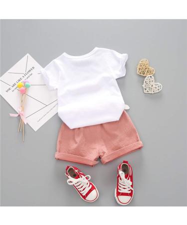 YOUNGER TREE Toddler Baby Girls Watermelon T-shirt + Linen Shorts Set | Summer Outfit with Belt | Pink 130 - Buy Online on GoSupps.com
