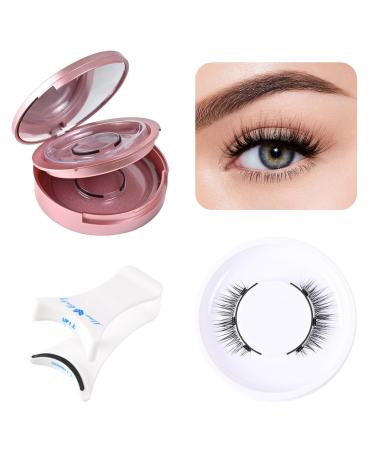 2 Pairs Magnetic Eyelashes Natural Look No Glue Needed False Eyelashes Kit without Eyeliner Reusable Fake Magnetic Eyelashes with Applicator Wispy Magnetic Lashes for All-Day (B)
