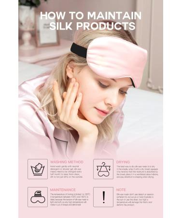 22 Momme 100% Pure Mulberry Silk Pink Sleep Mask | Adjustable Headband | Anti-Allergy | Natural Silk Eye Mask | Perfect Gift for Men and Women - Buy Online on GoSupps.com