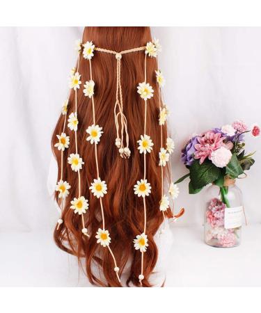 Boho Sunflower Headband with Tassel Beads - Women's Floral Hair Accessory - Buy Online on GoSupps.com