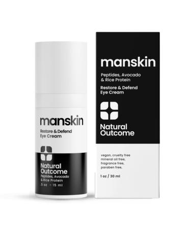 natural outcome Mens Eye Cream for Anti Aging - Dark Circles Under Eye Treatment and Reduce Puffiness - Restore & Defend Eye Bags Cream for Men  Prevent Fine Lines & Wrinkles with Peptides  Hyaluronic Acid  Rice Proteins