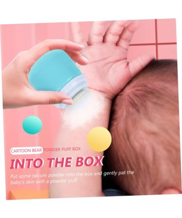 POPETPOP 2pcs Body Powder Box Small Containers Body Talcum Lovely Bear Baby Powder Case Child Cartoon Bracket Blue 10x7cm - Buy Online on GoSupps.com