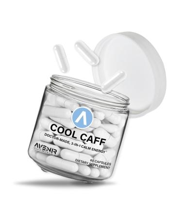Cool Caff Energy Supplements L theanine and Caffeine - Energy Boost and Focus - Pre Workout for Women and Men Coffee Alternative 60 Capsules 1