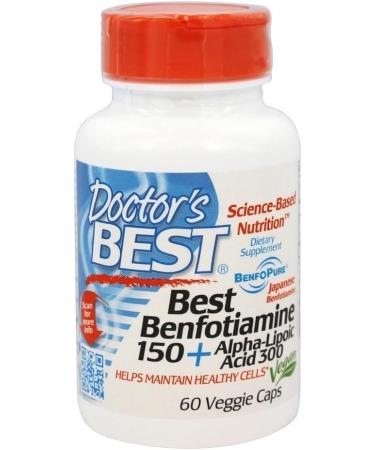Buy Doctor's Best Benfotiamine & Alpha Lipoic Acid 150mg/300mg - 60 Vegetarian Capsules - Optimize Health & Wellness - International Shipping Available - Buy Online on GoSupps.com