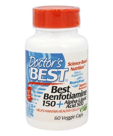 Doctor's Best - Benfotiamine/Alpha Lipoic Acid 150 mg/300 mg - 60 Vegetarian Capsules