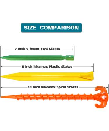 Hikemax 10 Pack 9 Inch Heavy Duty Plastic Tent Stakes - Essential Gear for Camping, Backpacking, Gardening - Buy Online on GoSupps.com