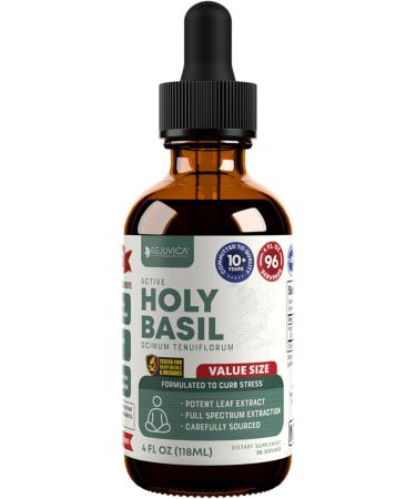 Rejuvica Health Active Holy Basil 4oz XL Super Size - Advanced Stress Support Supplement Drops - Holy Basil Leaves Liquid Extract - Vegan Sugar Free Non GMO Tincture 4 Fl Oz (Pack of 1) - Buy Online on GoSupps.com