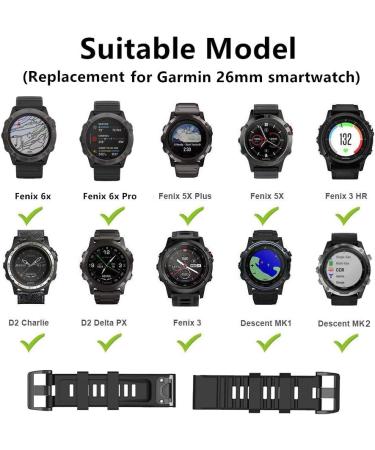 6-Pack Replacement Fastener Rings for Garmin Fenix 3/5X/6X/7X Silicone Bands - Black-26mm - Buy Online on GoSupps.com