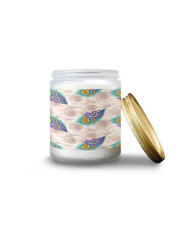 Orange Lemon Candles for Home Scented Aromatherapy Jar Candles 7 oz Long Lasting Candles Scented Candles Gift Set for Women Perfect for Birthday Gifts Peacock Feather Pattern