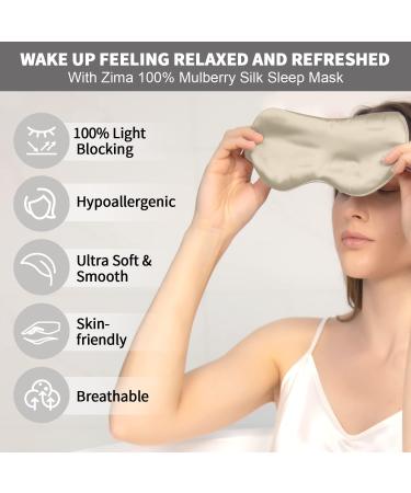 Zimasilk 100% Pure Mulberry Silk Sleeping Mask - 22 Momme Soft & Comfortable Beige | International Shipping Available - Buy Online on GoSupps.com