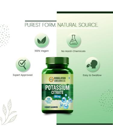 Potassium Citrate 800mg - 120 Veg Tablets | 100% Herbal & Side Effects Free - Buy Online on GoSupps.com