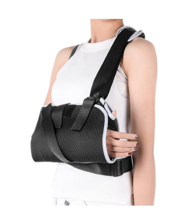 Solmyr Arm Sling for Broken Fractured Bones Elbow Wrist, Adjustable Shoulder Immobilizer & Rotator Cuff Support Brace, Split Strap and Waistband, Universal for Left and Right Arms, Men and Women(L) L-Arm sling with Waistband