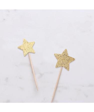 PACK of 24pcs Star Shaped Toppers in Gold Glitter Glitter Cake Decorationg Toppers Start Toppers for Birthday New Years Wedding Cake Decoration Birthday Cupcake Toppers - Buy Online on GoSupps.com
