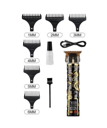 PERZOE Lcd Display Hair Clipper 1 Set Professional Carved Haircutting with Large Screen Maximum Control Digital Black A A Black