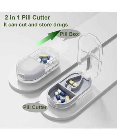 Premium Pill Cutter & Splitter - Easy to Carry Medicine Storage Box for Pills Vitamins & Tablets (Grey - Buy Online on GoSupps.com