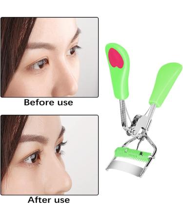2 Pcs Stainless Steel Eyelash Curlers with Built-in Comb - Black Green Eye Makeup Toolset for Girls - Buy Online on GoSupps.com