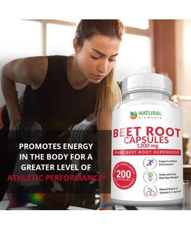Beet Root Capsules 1200mg - 200 Powder Capsules for Blood Pressure & Athletic Performance - Non-GMO & Gluten Free - Buy Online on GoSupps.com