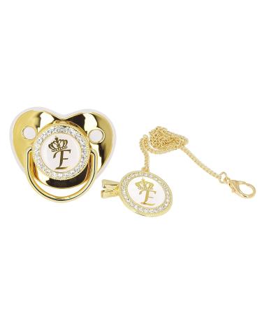 Rhinestone Night Pacifier with Chain Clip - Exquisite Golden Crown Letter Design for Infants - Buy Online on GoSupps.com