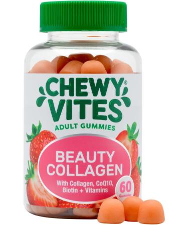 Chewy Vites Beauty Collagen 60 Gummy Vitamins |Hydrolised Collagen CoQ10 Biotin + Vitamins | 1 Month Supply | Real Fruit Juice | Berry Flavour | 2-a-Day | 1 count (Pack of 60) Beauty Collagen - Buy Online on GoSupps.com