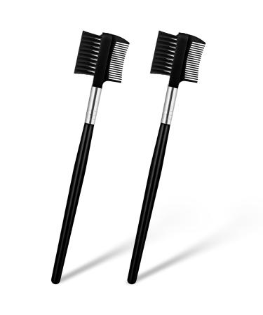 2Pcs Eyebrow Brush Comb and Eyelash Comb Separator Eyebrow Makeup Brush Wands Eyebrow Lash Separator Tool for Eliminating Mascara Clumps Grooming Shaping Brow Separating Lashes Eyelashes Extension 2pcs-black
