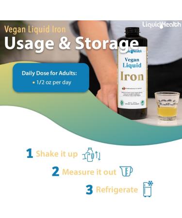 LIQUIDHEALTH Vegan Liquid Iron Supplement with SunActive & Ferrochel Iron - Natural Energy Immune System & Metabolic Support Increase Mental Clarity Prenatal/Postnatal - USA Made Non-GMO (16 oz) 16 Fl Oz (Pack of 1) - Buy Online on GoSupps.com