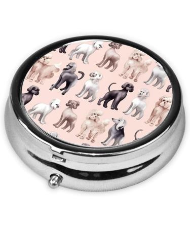 Poodles Dogs Portable Metal Pill Box | Round Mini 3-Compartment | Travel Essential for Small Pills - Buy Online on GoSupps.com