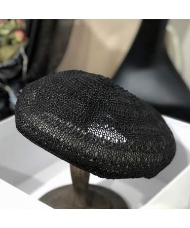 VALICLUD Black Straw Beret - French Style Hollow-Out Artist Hat for Women - Buy Online on GoSupps.com