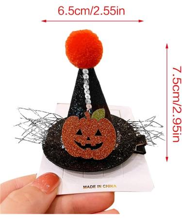 xbiez Halloween Lace Ribbon Headdress Hair Clip Glitter Cartoon Pumpkin Strong Hold Catch Hair Clip Hair Styling Tool 16 - Buy Online on GoSupps.com