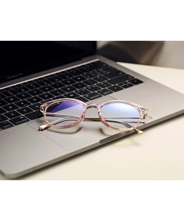 COASION Blue Light Blocking Glasses for Women - Vintage Round Anti Blue Ray Computer Game Eyeglasses - 2 Pack (Transparent/Silver + Clear Pink/Gold) - Buy Online on GoSupps.com