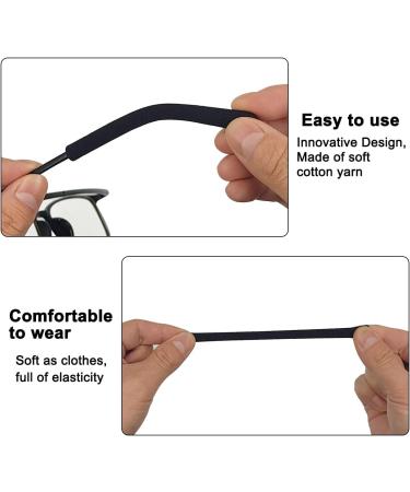 4 Pairs Anti-Slip Elastic Comfortable Glasses Ear Handles | S/L Sizes | Soft Knitted Cotton Fabric | Durable Glasses Sleeve Holder in Black/Gray - Buy Online on GoSupps.com