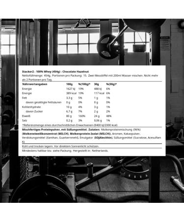 Stacker2 Europe 100% Whey Protein Chocolate Hazelnut 454g - Buy Online on GoSupps.com