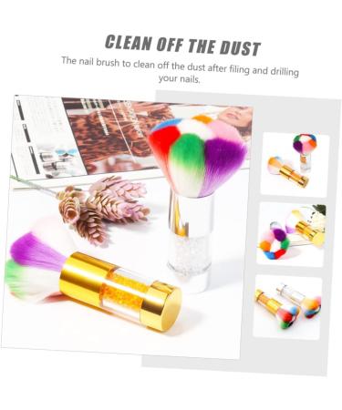 Mikinona 1pc Dust Brush Nail Art Brush Tool Nail Cleaning Gadget Powder Cleaner Nail Scrubbing Brush Manicure Supplies Powder Brush Cleaner Fake Hair Edges Acrylic Nail Brush Nylon Wool 11.5x6cm Golden - Buy Online on GoSupps.com