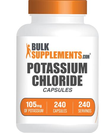 BulkSupplements.com Potassium Chloride Capsules - Mineral Supplement - Gluten Free 105mg of Potassium 1 Capsule per Serving 240 Capsules (Pack of 1)