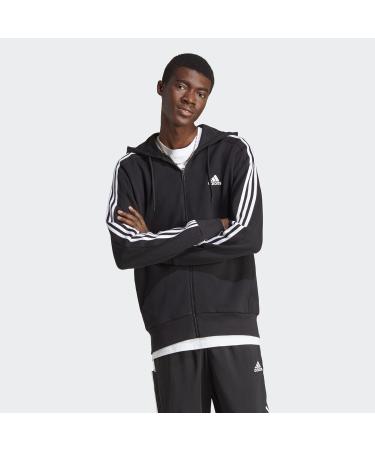 Adidas Men's Essentials French Terry Full-Zip Hoodie - Black/White - L Tall | Premium Athletic Wear | International Shipping Available - Buy Online on GoSupps.com