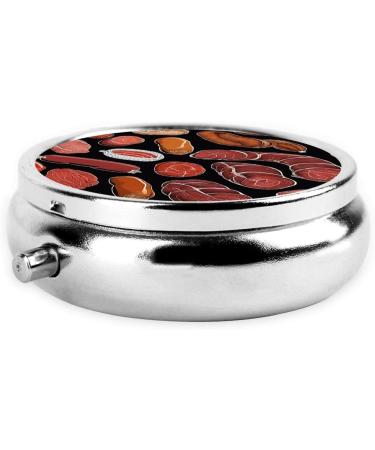 Bacon Pattern Mini Round Pill Box - 3 Compartment Travel Organizer | Portable Medicine Case for Home & Office - Buy Online on GoSupps.com