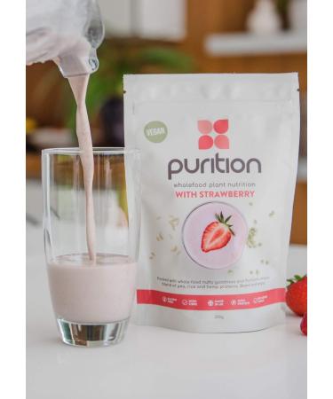 Purition Vegan Strawberry Meal Replacement Shake 500g - High Protein, Dairy Free, Low Sugar, Keto Friendly for Weight Management - Gluten Free - 12 Servings - Buy Online on GoSupps.com