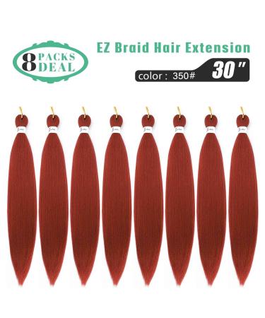 8 Packs 30 Inch Pre Stretched Copper Red Braiding Hair - EZ Braids Ginger Twist Crochet - Hot Water Set - Professional Yaki Straight 350 - Buy Online on GoSupps.com