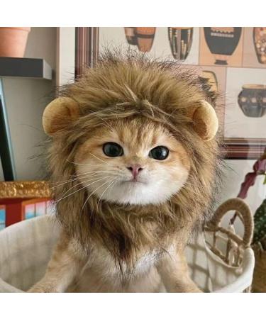 Lion Mane Wig for Cat - Pet Fancy Dress up Cat Wig with Ears Lion Mane Costume for Cat Washable Comfy Lion Hair Cat Clothes for Cosplay Holiday Photo Shoots Party Activity (Yellow L) L Yellow - Buy Online on GoSupps.com