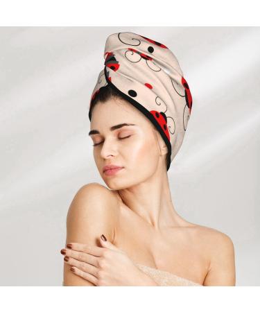 Red Ladybug Microfiber Hair Towel - Super Absorbent Coral Velvet Wrap for Long Curly & Thick Hair | Quick Drying Towel for Women - Buy Online on GoSupps.com